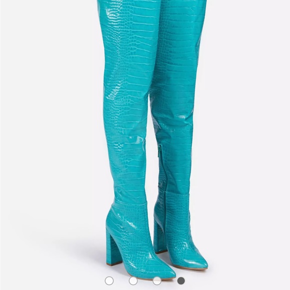 Ego x Molly Mae Visionary slouch over the knee blue croc boots - Picture 2 of 10
